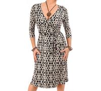 Blue Banana Robe Femme Portefeuille Imprimée Longueur Genou à Manches 3/4