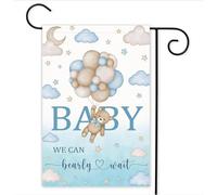 Blue Bear Drapeau de jardin double face « We Can Bearly Wait Baby »