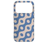 Blue Beige Cream Chained Ovals Circles Wavy Lines Pattern Coque pour iPhone 17 Pro