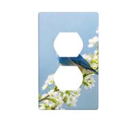 Blue Bird Art Plaque d'interrupteur incassable en polycarbonate 1 gang sans vis pour bureau à domicile