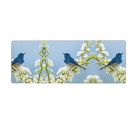 Blue Bird Art Sous-main de bureau extra large 30 x 80 cm Tapis de souris de jeu antidérapant avec bords cousus et tapis de clavier imperméable pour bureau