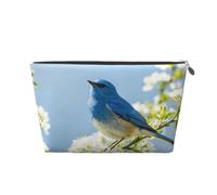 Blue Bird Art Trousse de maquillage de voyage en cuir étanche | Cuir PU imperméable. Fermeture éclair lisse. Légères.