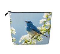 Blue Bird Art Trousse de maquillage en imitation lin légère