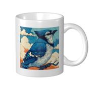 Blue Bird on an Branch Tasse à café élégante en céramique pour la maison et le bureau 325 ml