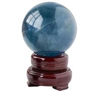 Blue Bleu Fluorite Crystal Ball Gemstone Sphère Ornements de Cristal pour Le Reiki Équilibrage de la méditation Énergie Chakra Aura décoration de Maison de Bureau, 60-70 mm