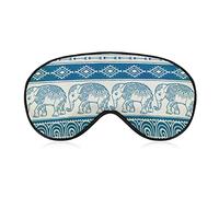 Blue Bohemian Elephant Ethnic Sleep Mask Tribal Mandala Blindfold for Sleeping Elastic Blackout Eye Mask Cover for Full Night's Sleep Travel and Nap