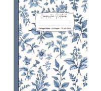 Blue Botanical Composition Notebook: Vintage Floral Illustration Cover | College Ruled | 110 Pages | 7.5 x 9.25 in | Aesthetic Journal for School, Work, or Personal Notes