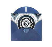 Blue BROLEO Carte de vœux avec impression totem ronde noire et blanche pour Noël, anniversaire, Saint-Valentin, anniversaire de mariage et invitations à une fête