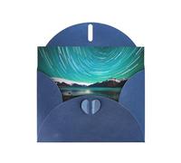 Blue BROLEO Carte de vœux avec imprimé aurore boréale verte pour Noël, anniversaire, Saint-Valentin, anniversaire de mariage et invitations à une fête