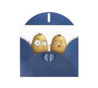 Blue BROLEO Carte de vœux Motif pommes de terre tenant la main Pour Noël, anniversaire, Saint-Valentin, anniversaire de mariage et invitations de fête