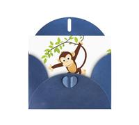 Blue BROLEO Carte de vœux Motif singe coquin sautant entre les arbres pour Noël, anniversaire, Saint-Valentin, anniversaire de mariage et invitations de fête