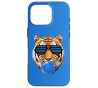 Blue Bubble Gum Lunettes de Soleil Motif tête de Tigre Coque pour iPhone 16 Pro