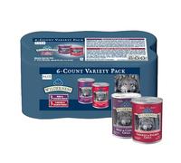 Blue Buffalo Assortiment de nourriture humide pour chiens humides, viande et poulet, saumon et poulet à haute teneur en protéines pour chiens adultes, sans céréales, boîtes de 340 ml