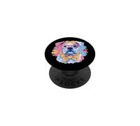 Blue Bulldog Girly Portrait Animal Lover Graphic Rose Jaune PopSockets PopGrip Adhésif