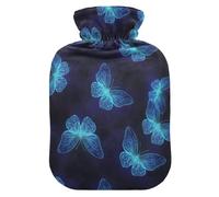 Blue Butterfly Gradients Bouillotte avec housse souple pour soulager les douleurs au cou et aux épaules Taille M