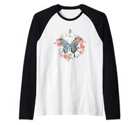 Blue Butterfly Surrounded by Flowers Manche Raglan