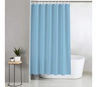 Blue Canyon Rideau de douche uni, 100 % polyester, traitement de surface antibactérien, hydrofuge, ourlet lesté, 180 x 180 cm, 12 œillets renforcés avec crochets inclus (bleu ciel)