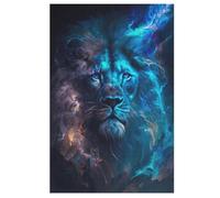 Blue Celestial Lion Puzzles en Bois Adultes Et Adolescents 1000 Pieces Enfants Puzzle Décoration Mur Moderne Art Jouets Cadeau Intéressants （78×53cm）