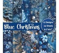Blue Christmas Scrapbook Paper Craft Pad: 12 Blue Winter Designs, 24 Double-Side Sheets Printed on 8.5"x8.5" Paper With Premium Color. Perfect for ... Collage, Gift Wrapping, Decoration, DIY Etc.