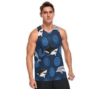 Blue Circles Sharks Débardeurs à séchage rapide pour homme sans manches pour le sport, la danse, l'entraînement, l'été, Requins cercles bleus, S