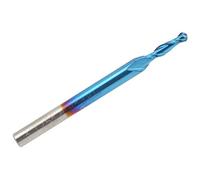 Blue Coated Ballnose Cutter, Ball End Mill Spiral Router Bit, 2 - Flute Nano Coating Tungsten Steel Milling Cutter for 3D Carving on Wood Acrylic PCB, 3.175 x 1.5 x 8 mm with 40 mm