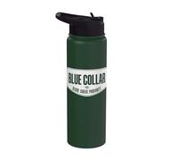 Blue Collar Blood Sweat blasphème col bleu Stainless Steel Insulated Water Bottle