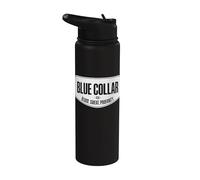 Blue Collar Blood Sweat blasphème col bleu Stainless Steel Insulated Water Bottle