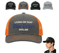Blue Collar Dollar Trucker Hat,Funny Living on That Blue Collar Dollar Hat,Unisex Adjustable Breathable Mesh Baseball Cap (Orange)