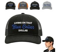 Blue Collar Dollar Trucker Hat,Funny Living on That Blue Collar Dollar Hat,Unisex Adjustable Breathable Mesh Baseball Cap (Black)