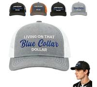 Blue Collar Dollar Trucker Hat,Funny Living on That Blue Collar Dollar Hat,Unisex Adjustable Breathable Mesh Baseball Cap (Grey)