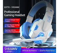 Blue Color Casque de jeu filaire avec lumière LED, casque de jeu avec microphone, PC, joueur, PS4, Windows XP, 7, 8/10, ordinateur portable, téléphone ""Nipseyteko