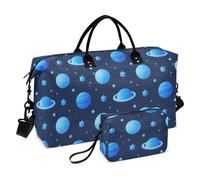 Blue Cosmic Planet Grand sac de voyage avec sangle réglable pour trekking 2 pièces