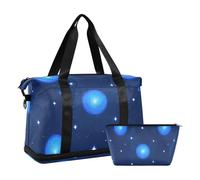 Blue Cosmic Planet Lot de 2 sacs de sport avec trousse de toilette, Planète cosmique bleue, 1 size