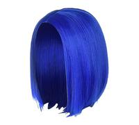 Blue Cosplay Wig - 11inch Costume Anime Straight Cosplay Wig | Costume Raide Courte Des Femmes Wigg | Party Synthétique Idéal Pour Les Filles, L'Halloween, Les Événements D'anime Et Le Jeu De Dég