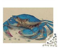 Blue Crab Illustration 100% Recycled Cardboard Blue Crab on Sand 1000Pc Jigsaw Puzzle Adults Fun Activity for Rainy Days 38x26cm/1000pcs