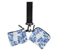 Blue Crush Lot de 2 porte-monnaie minimalistes avec poche zippée pour femme, Bleu Crush, 1 size, Décontracté