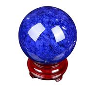 Blue Crystal Ball Melting Quartz Sphere with Stand Magic Sculpture Figurine Decoraive Home Decor Table Craft,100mm/3.9in
