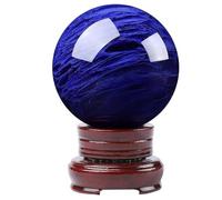 Blue Crystal Ball, Quartz Sphere with Stand for Home Decor, Divination, Magic,Fortune Telling, Precious Gifts for Family and Friends,120mm