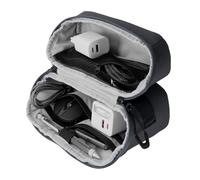 BLUE CYCLE TECH 2 GO pochette câbles, fermeture éclair double sens, 6 compartiments tailles variées pour powerbank et câbles, plastique marin recy ris foncé