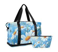 Blue Daisy Hello Sunshine Bloom Sac de sport avec sangle réglable pour le sport Lot de 2, Blue Daisy Hello Sunshine Bloom Spring, 1 size