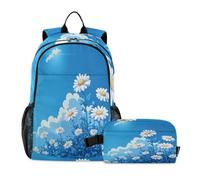 Blue Daisy Hello Sunshine Bloom Spring Sac à dos d'école pour garçons garçons avec boîte à déjeuner et boîte à déjeuner 10-12 ans
