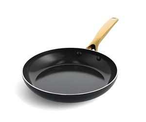 Blue Diamond Gold Poêle à frire Antiadhésive de 24 cm en Céramique Infusée au Diamant, Sans PFAS, Convient à l'induction, Va au lave-vaisselle, Va au four, Poignée dorée, Noire