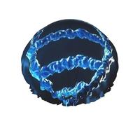 Blue Dna Structure Bonnet de douche imperméable double couche pour homme et femme - Protection des cheveux pour le bain, masques faciaux, spa