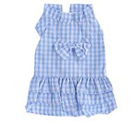 Blue Dog Dress with Bow | Polyester Sleeveless Pet Shirt & Skirt | Summer Clothes for Small Dogs/Cats | Easy to Put on, Machine Washable (XZD221 Blue XS)
