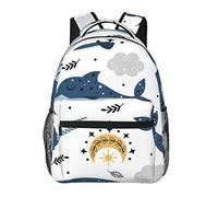 Blue Dolphin And Star Moon Pattern Sac à dos décontracté élé pour femme Sacs à dos pour ordinateur portable personnalisés avec plusieurs poches Sac à dos pour ordinateur pour le travail, les voy
