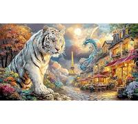 Blue-Dragon-and-White-Tiger-in-Clouds Puzzle 1000 pièces Défi de Jeu éducatif Papier recyclé Extremement Difficile pour Adultes et Enfants de 12+ Ans 38x52/1000 pièces
