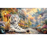 Blue-Dragon-and-White-Tiger-in-Clouds Puzzle pour Adultes 1000 pièces Puzzle Cadeau Amusant & Activité Maison pour Adultes et Enfants de 12 Ans et Plus Jeux éducatifs 38x52/1000 pièces