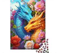 Blue Dragon Love 1000 Piece Educational Game Blue and Orange Dragons for Adults Teens Premium 100% Recycled Board 52x38cm 1000pcs