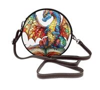 Blue Dragon On Book Sac à bandoulière rond en cuir pour femme