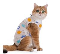 Blue Dream Island Combinaison de convalescence chirurgicale pour chat, motif dessin animé, stérilisation, sevrage, protection des plaies abdominales, gilet et protection des plaies abdominales, taille